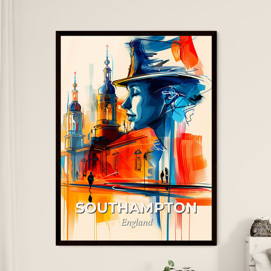 Vibrant Southampton, England - A Painting Of A Woman's Face And A Building