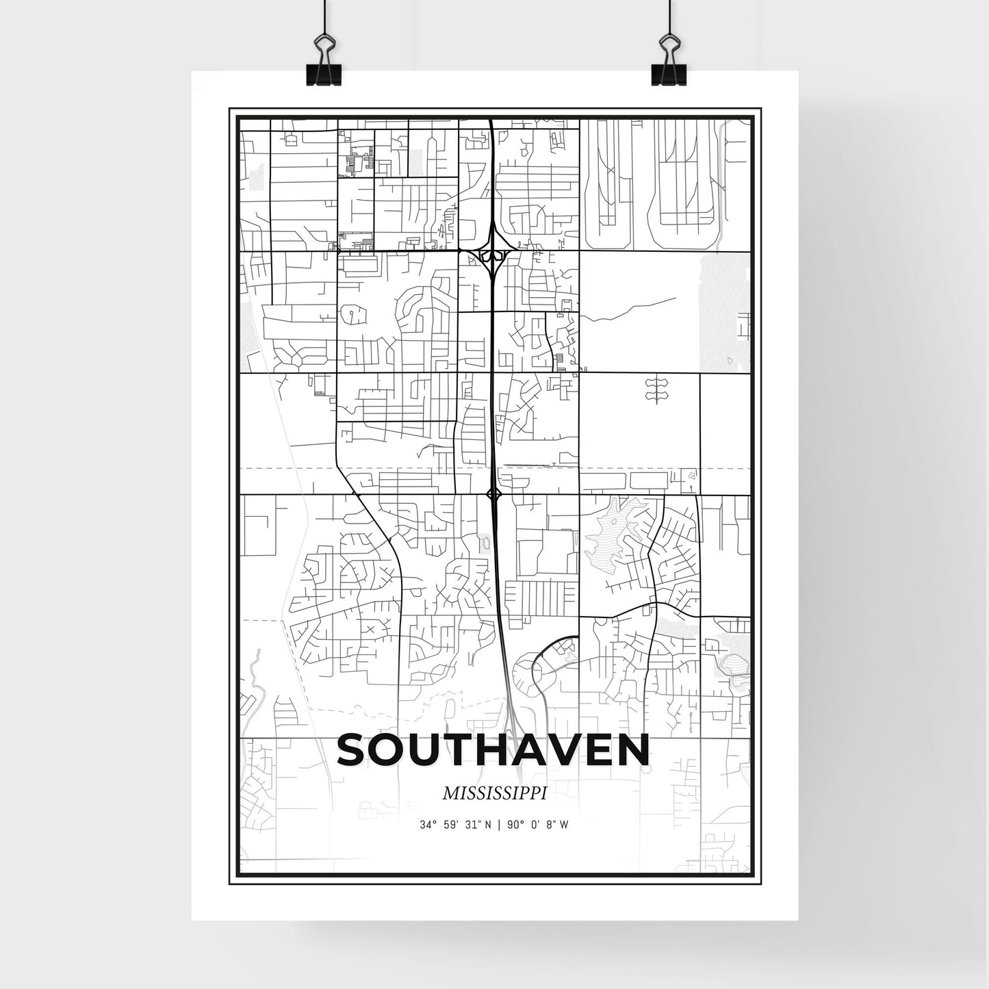 Southaven Mississippi - Premium City Map Poster