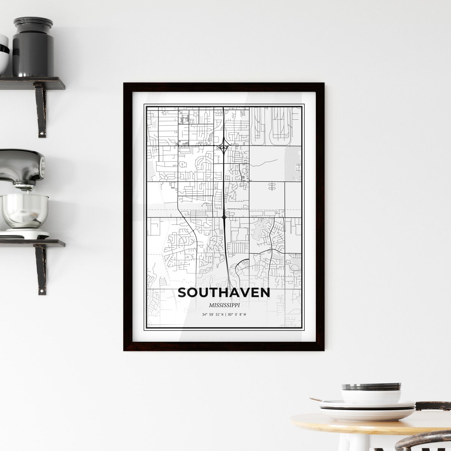 Southaven Mississippi - Minimal City Map