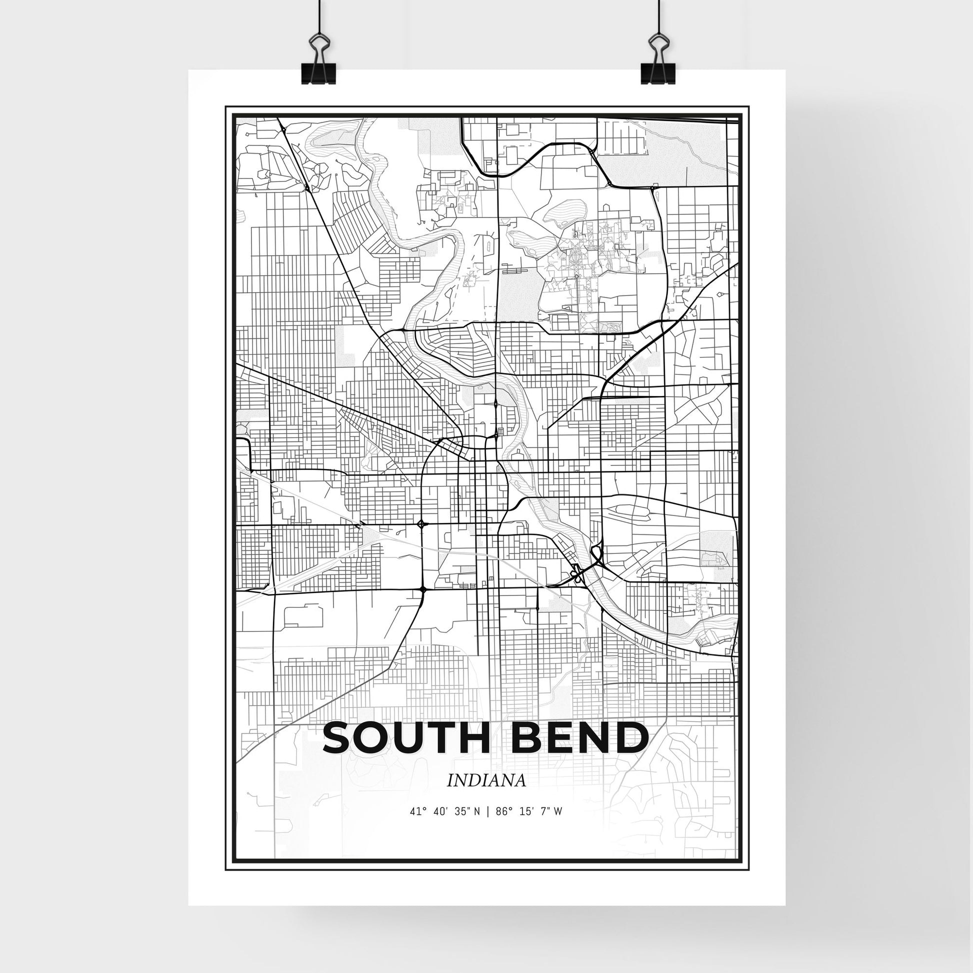 South Bend Indiana - Premium City Map Poster