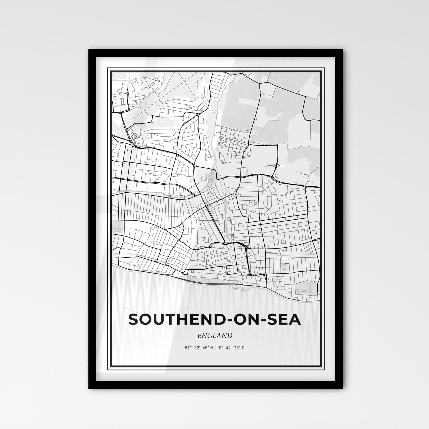 Southend-on-Sea England - Scandinavian Style City Map for Modern Home Decor