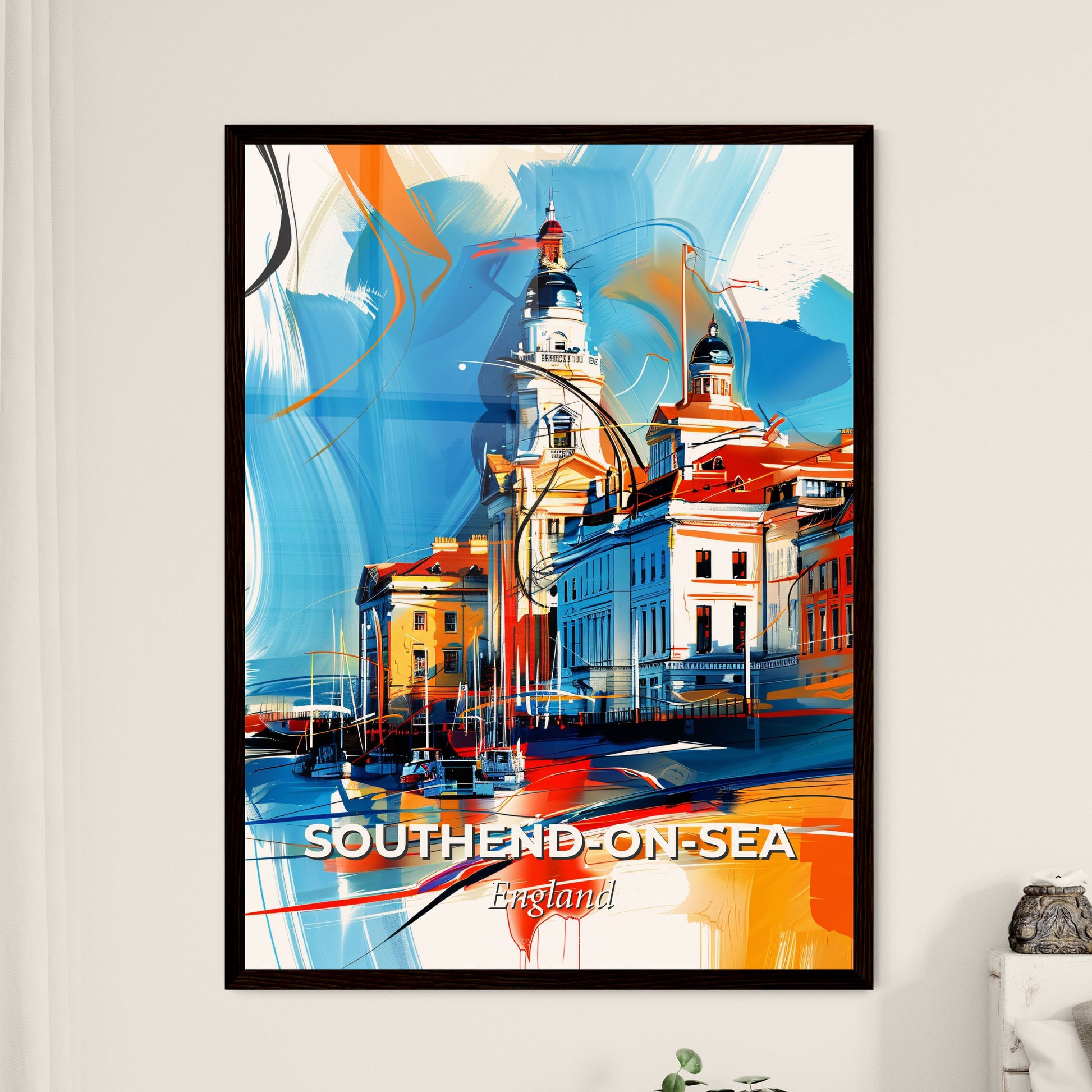 Vibrant Southend-On-Sea, England - A Colorful Painting Of A Building