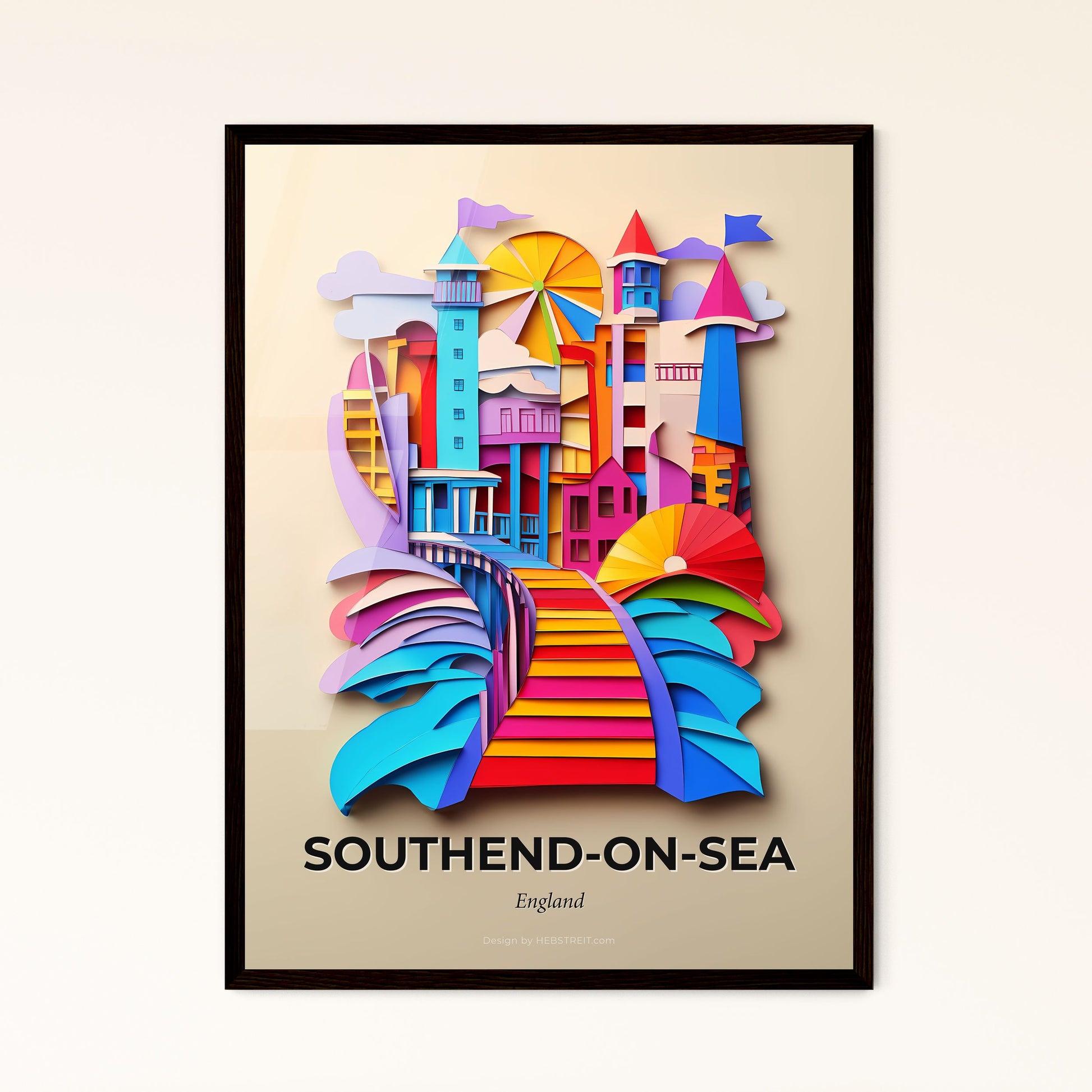 Vivid Southend-on-Sea, England - a colorful city with a rainbow colored staircase