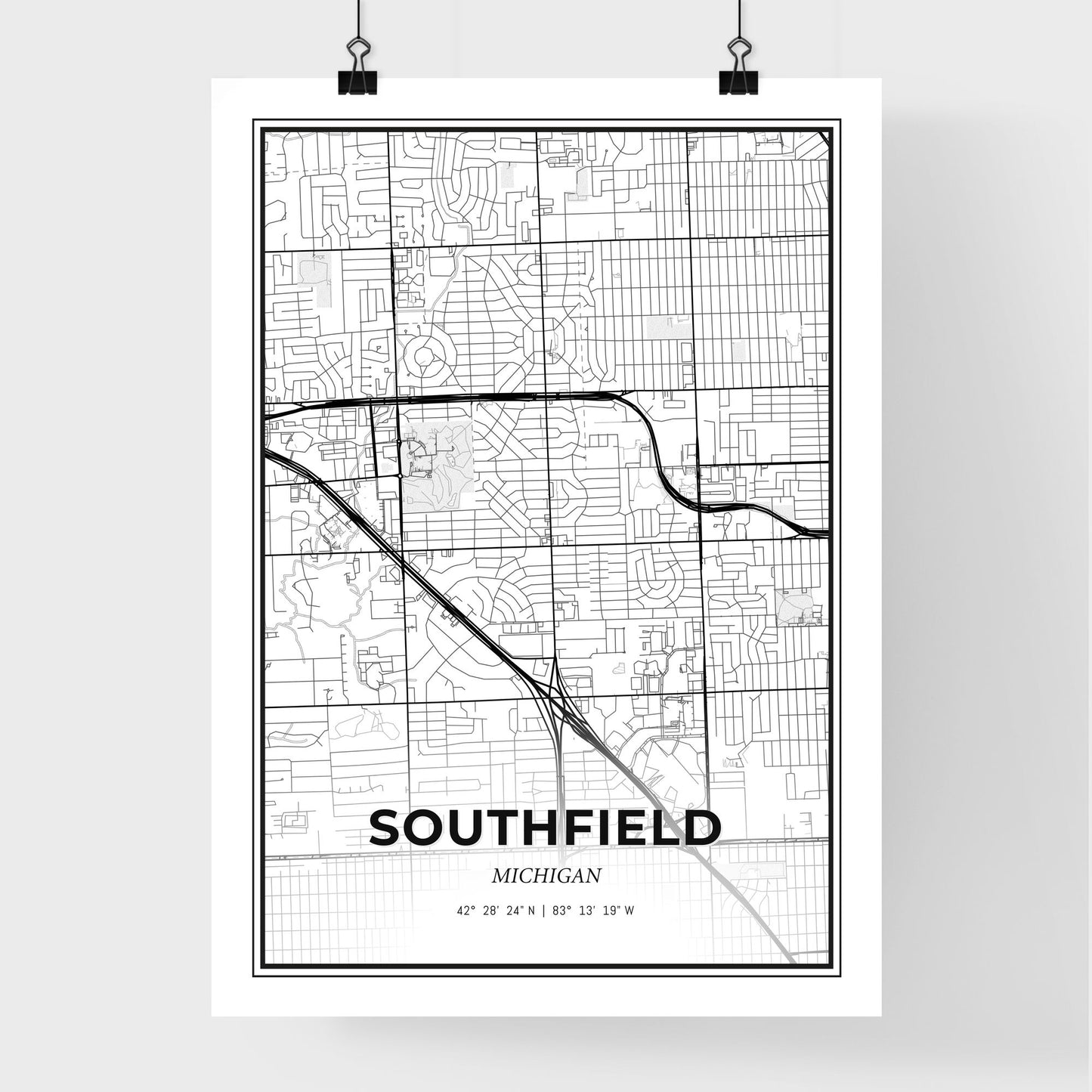 Southfield Michigan - Premium City Map Poster