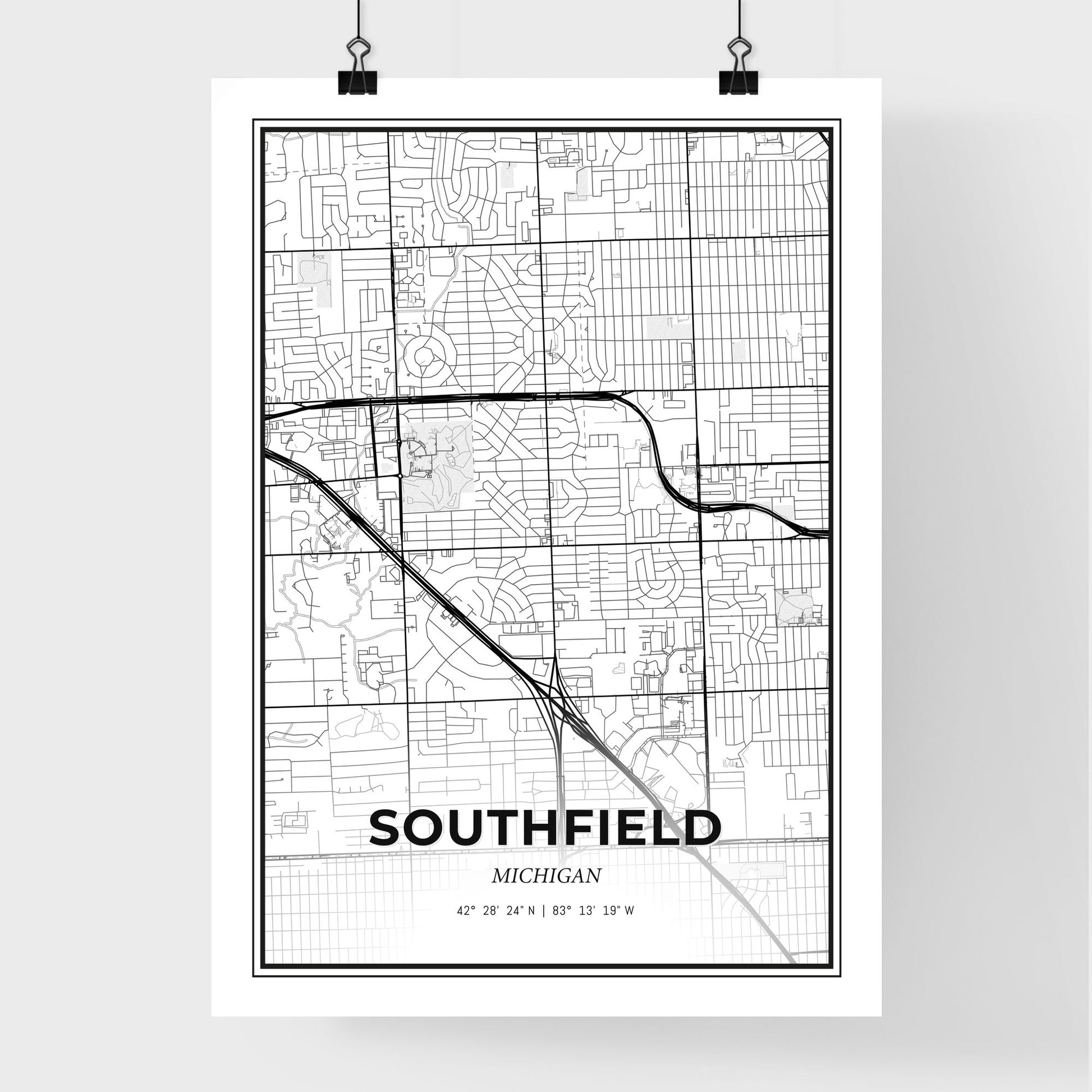 Southfield Michigan - Premium City Map Poster