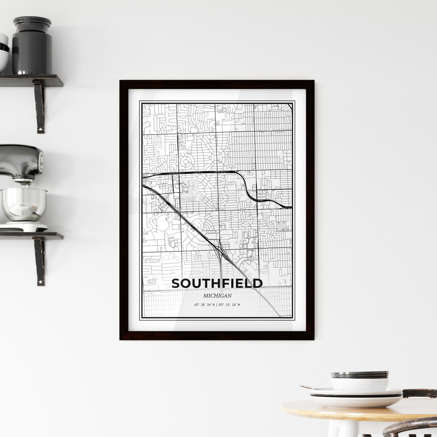 Southfield Michigan - Minimal City Map