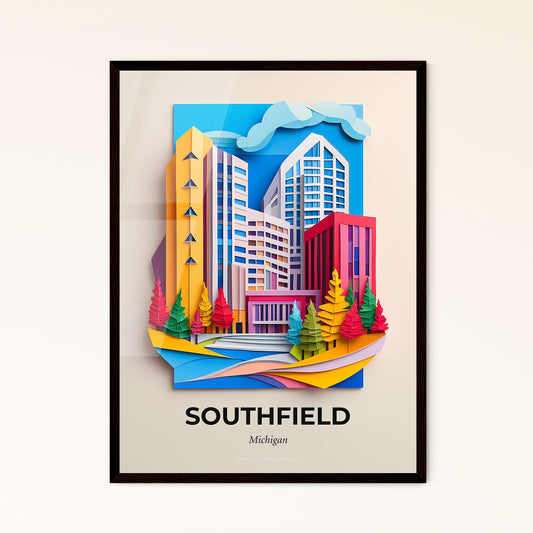 Vivid Southfield, Michigan - a paper cut of a city with trees