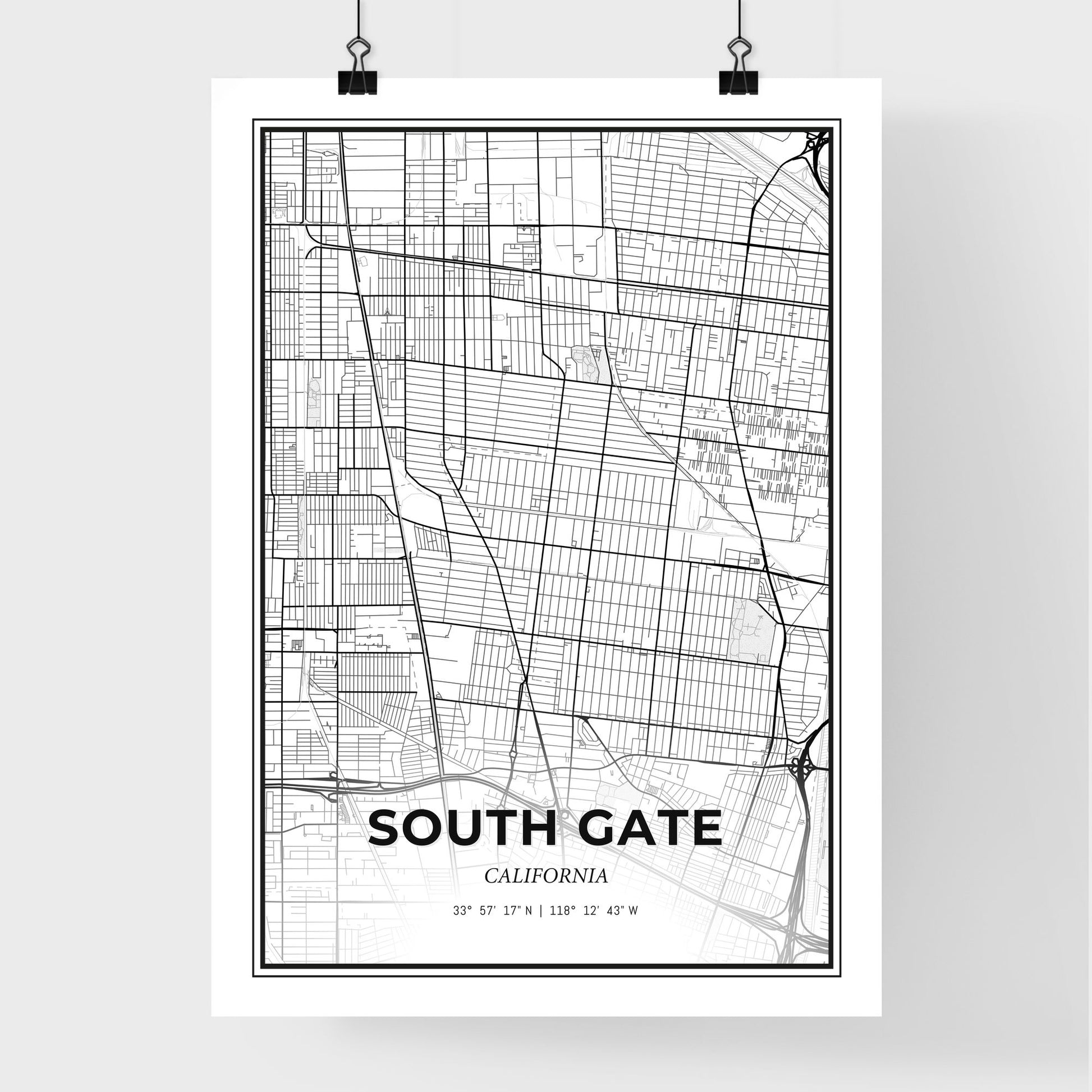 South Gate California - Premium City Map Poster