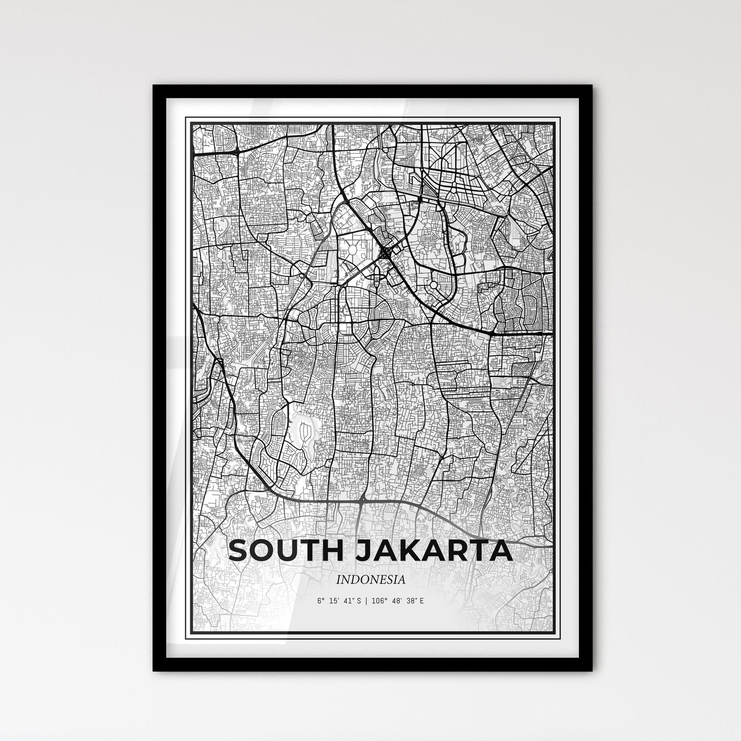 South Jakarta Indonesia - Scandinavian Style City Map for Modern Home Decor