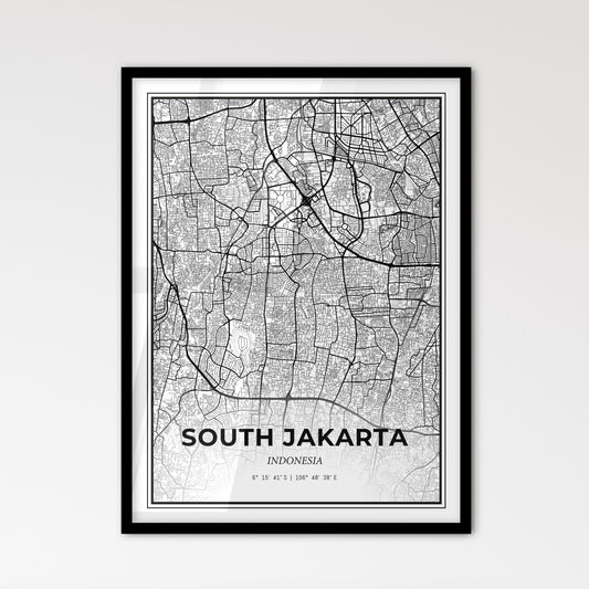 South Jakarta Indonesia - Scandinavian Style City Map for Modern Home Decor