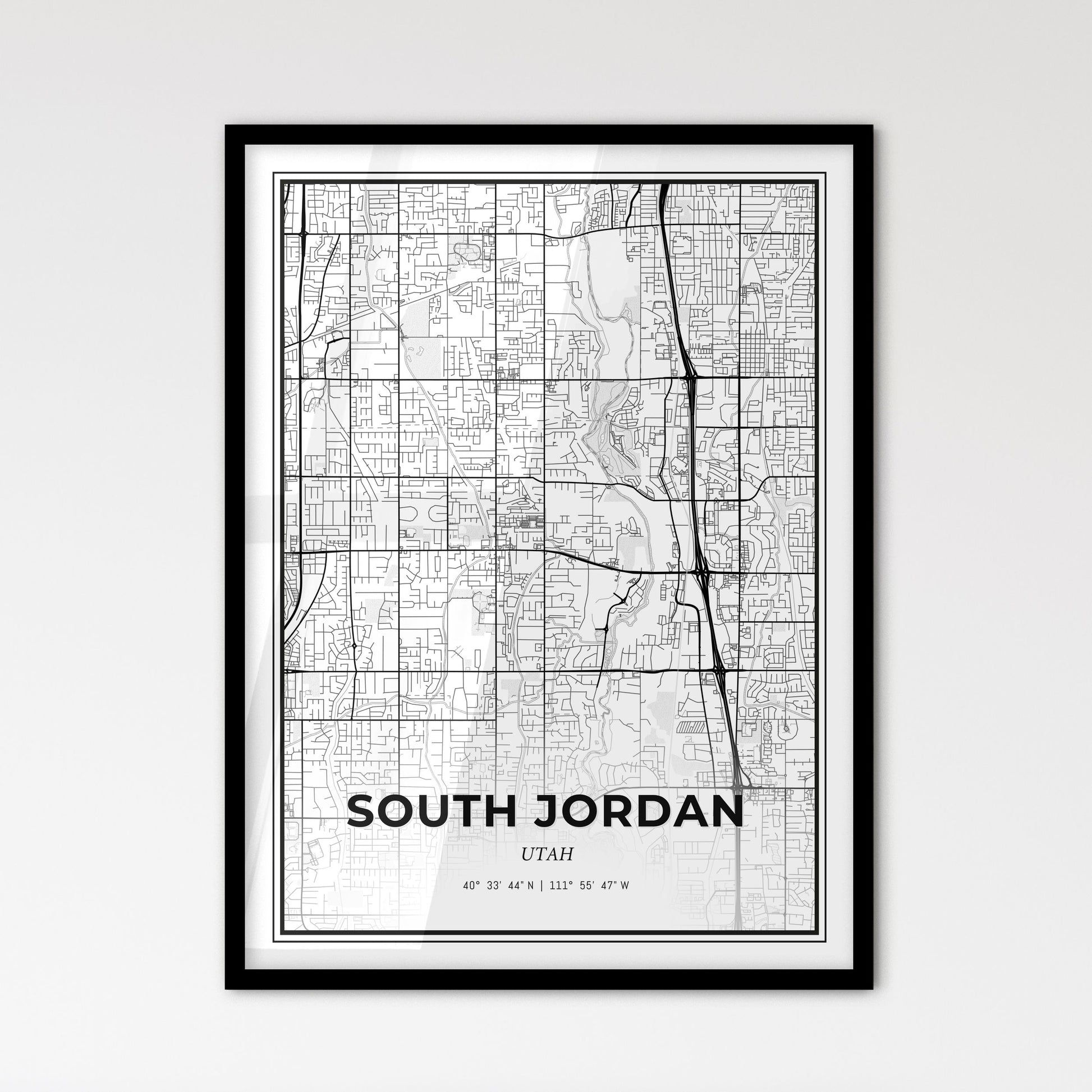 South Jordan Utah - Scandinavian Style City Map for Modern Home Decor