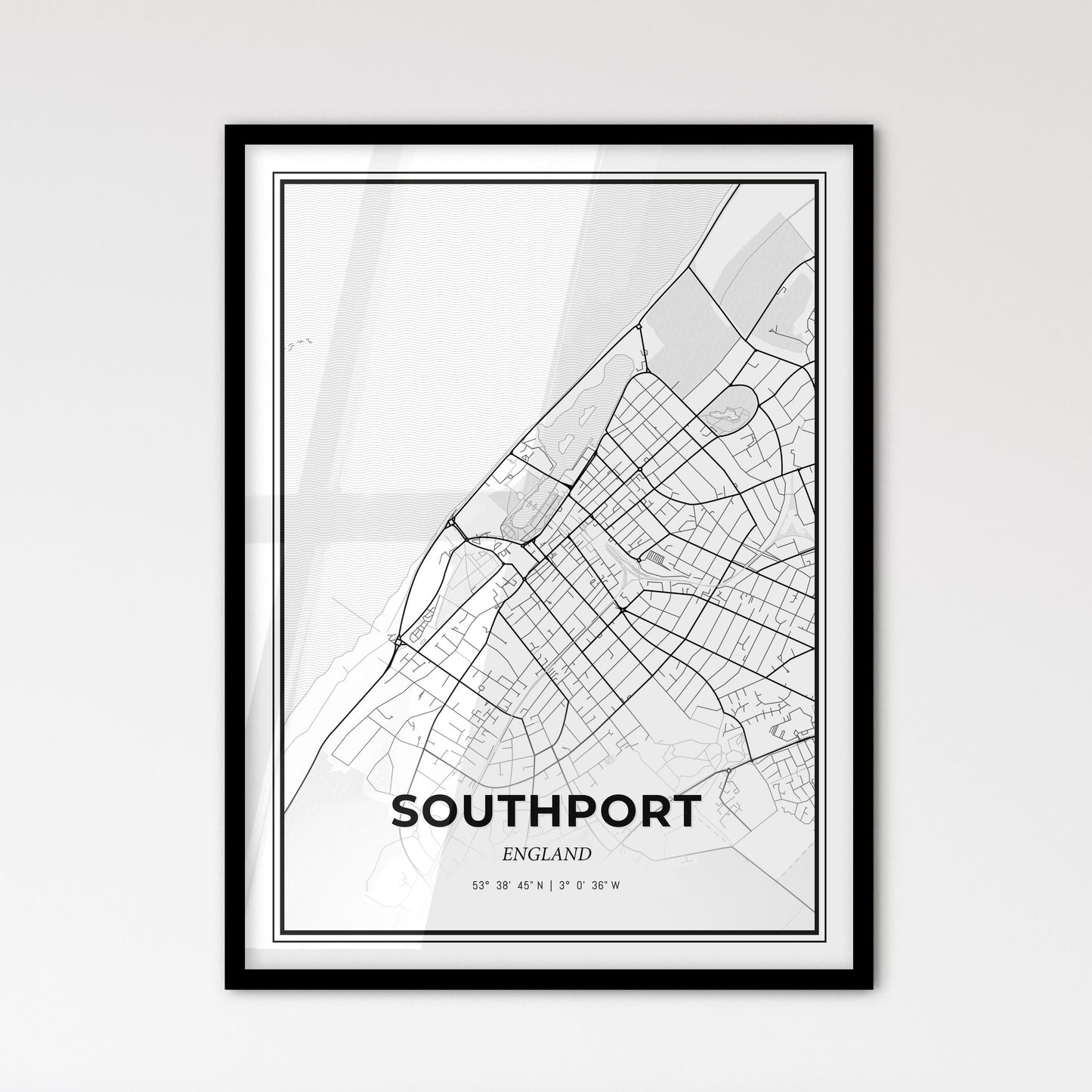 Southport England - Scandinavian Style City Map for Modern Home Decor