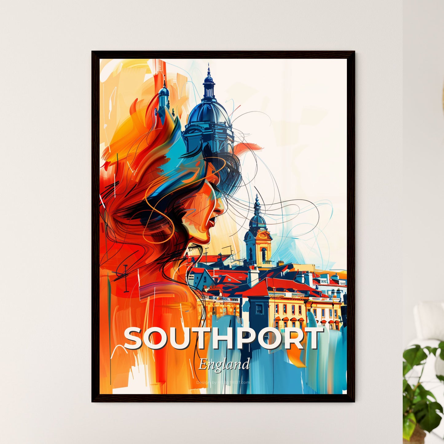 Vibrant Southport, England - A Woman Looking At A City