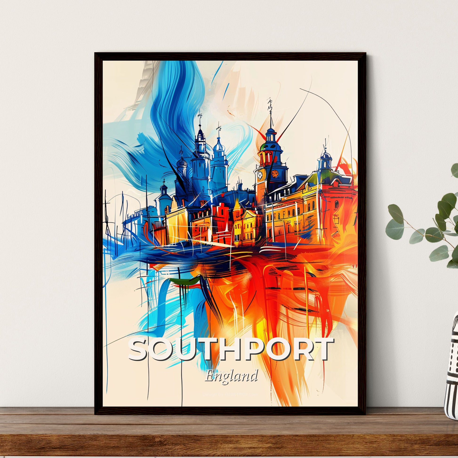 Vibrant Southport, England - A Painting Of A Building