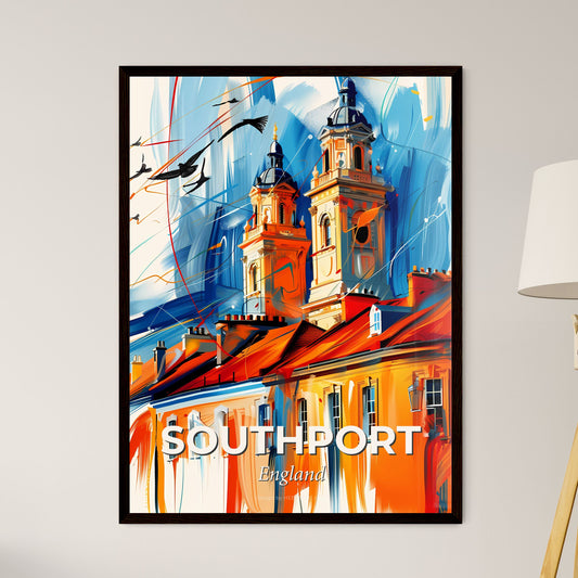 Vibrant Southport, England - A Painting Of A Building With A Couple Of Towers