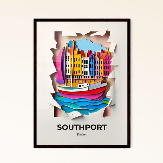 Vivid Southport, England - a paper cut of a boat in the water