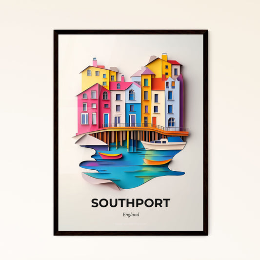 Vivid Southport, England - a paper cut of a city with a boat in the water