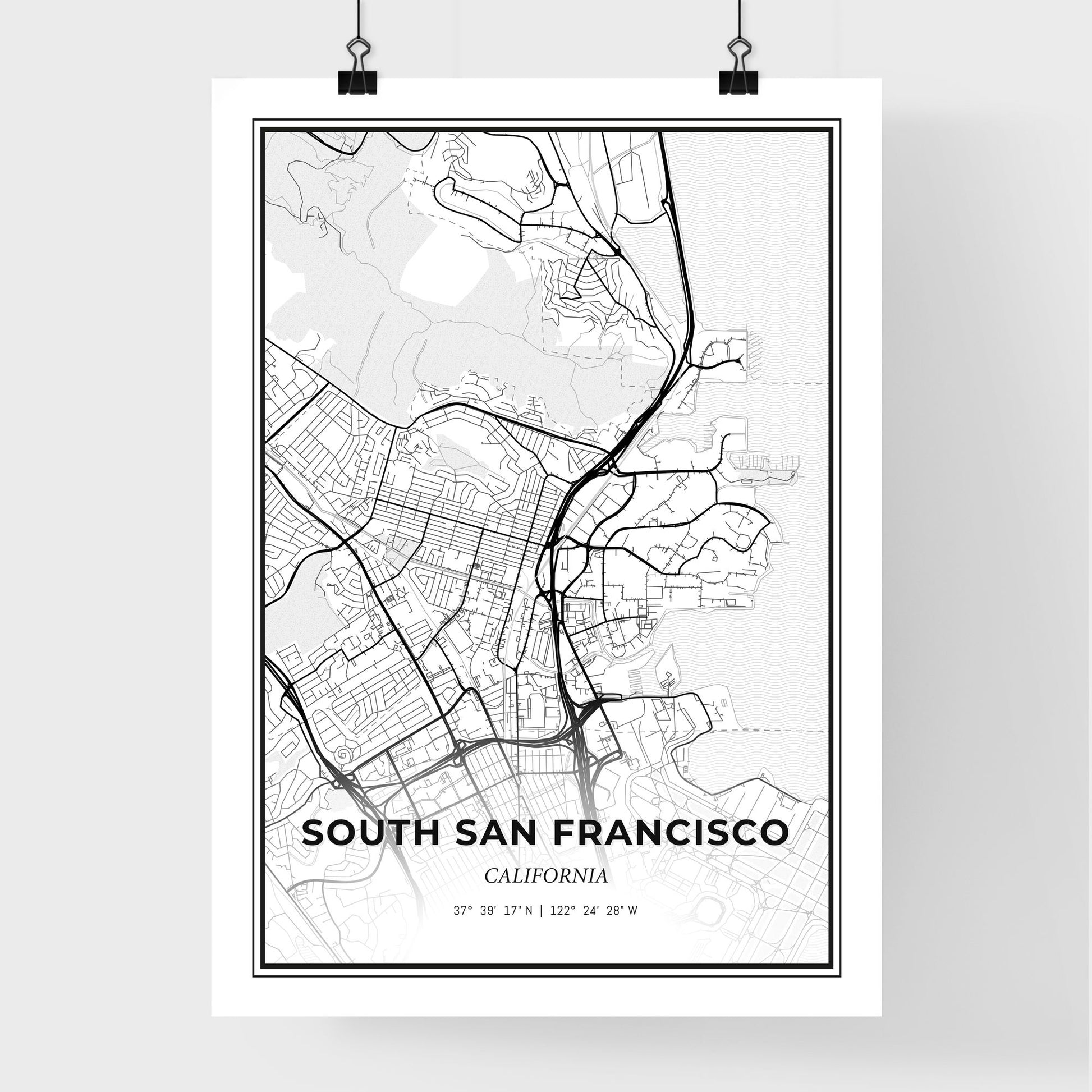 South San Francisco California - Premium City Map Poster