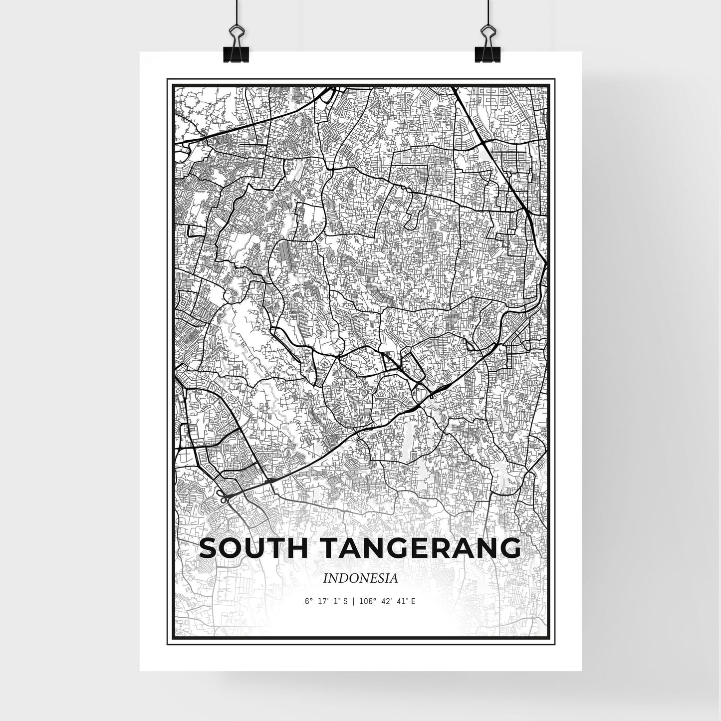 South Tangerang Indonesia - Premium City Map Poster