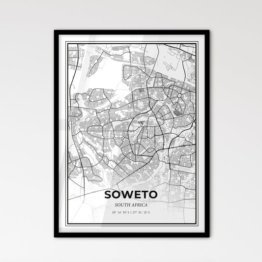 Soweto South Africa - Scandinavian Style City Map for Modern Home Decor