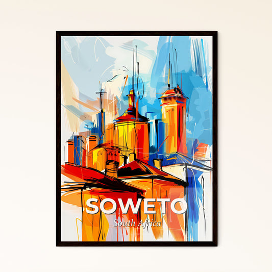 Vibrant Soweto, South Africa - A Painting Of Buildings With Towers And Towers