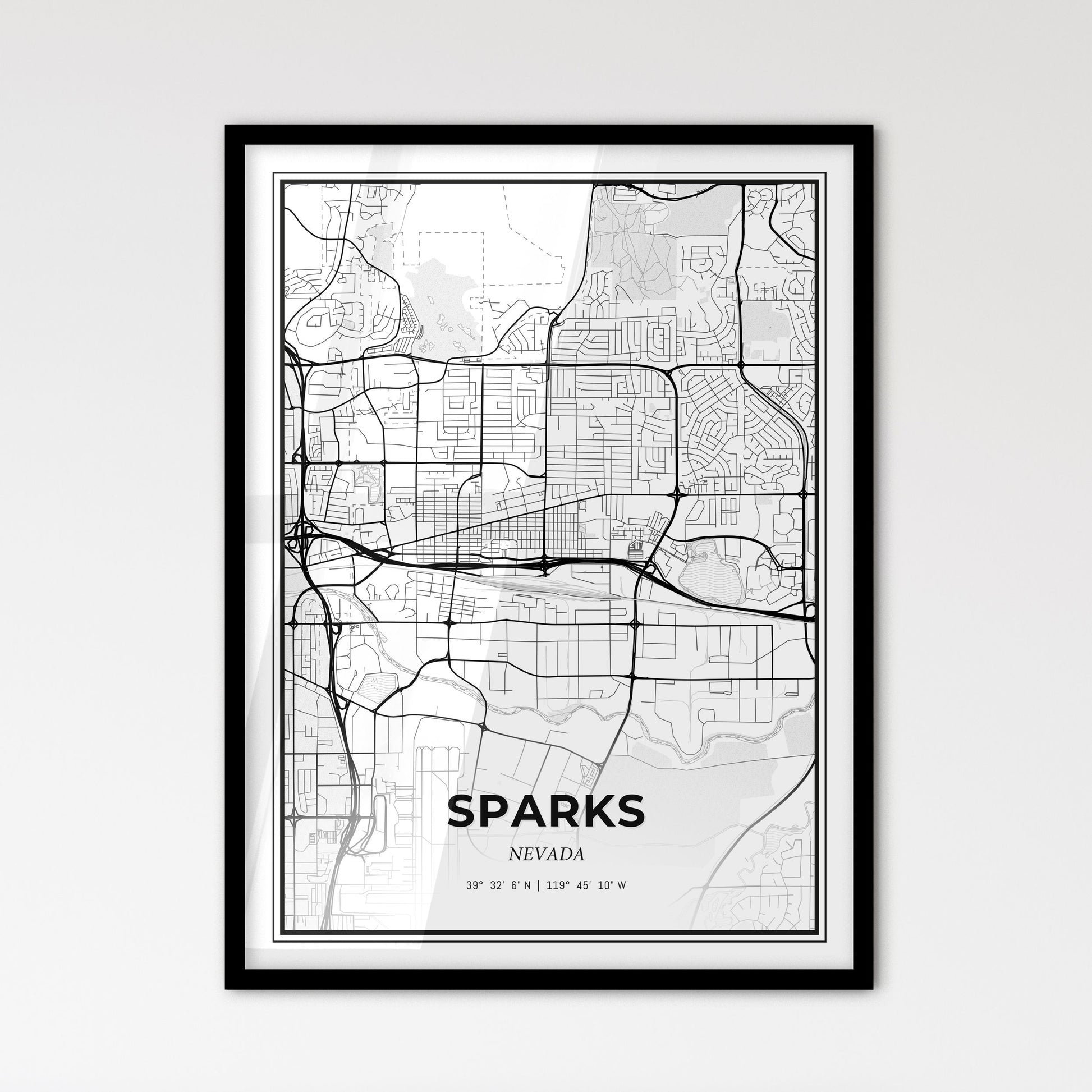 Sparks Nevada - Scandinavian Style City Map for Modern Home Decor