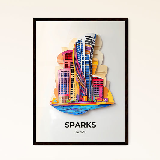 Vivid Sparks, Nevada - a paper cut of a city with a rainbow colored building