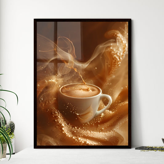 Hyper-Detailed Digital Painting: Realistic Coffee Cup Art with Vibrant Foam and Steam Default Title