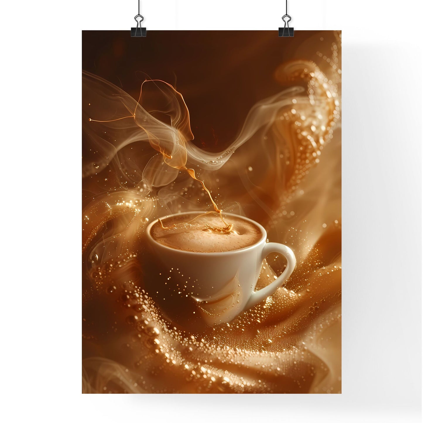 Hyper-Detailed Digital Painting: Realistic Coffee Cup Art with Vibrant Foam and Steam Default Title
