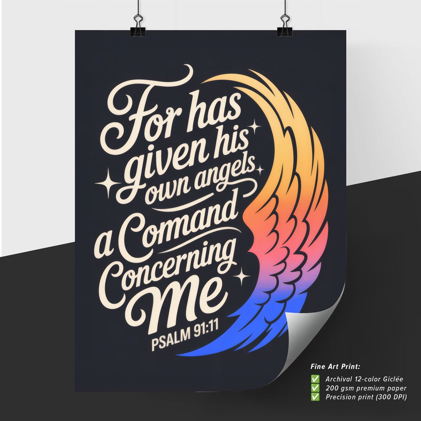Spiritual Inspiration: Angelic Protection and Divine Command – Psalm 91:11 Design