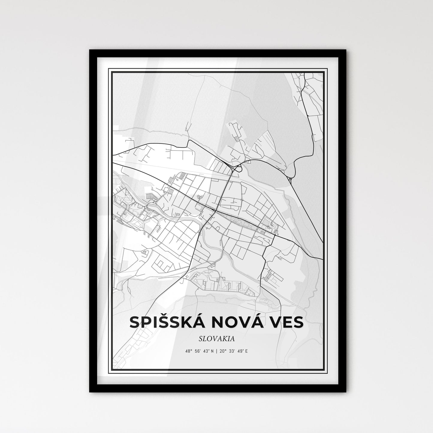 Spišská Nová Ves Slovakia - Scandinavian Style City Map for Modern Home Decor