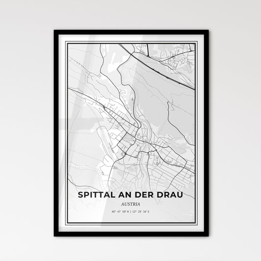 Spittal an der Drau Austria - Scandinavian Style City Map for Modern Home Decor