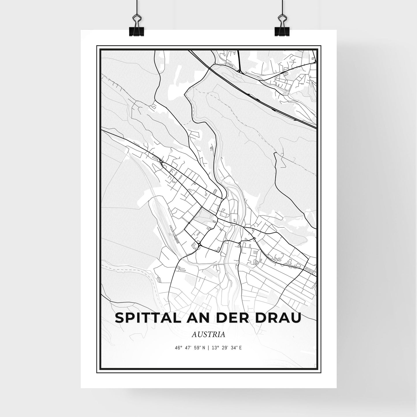 Spittal an der Drau Austria - Premium City Map Poster