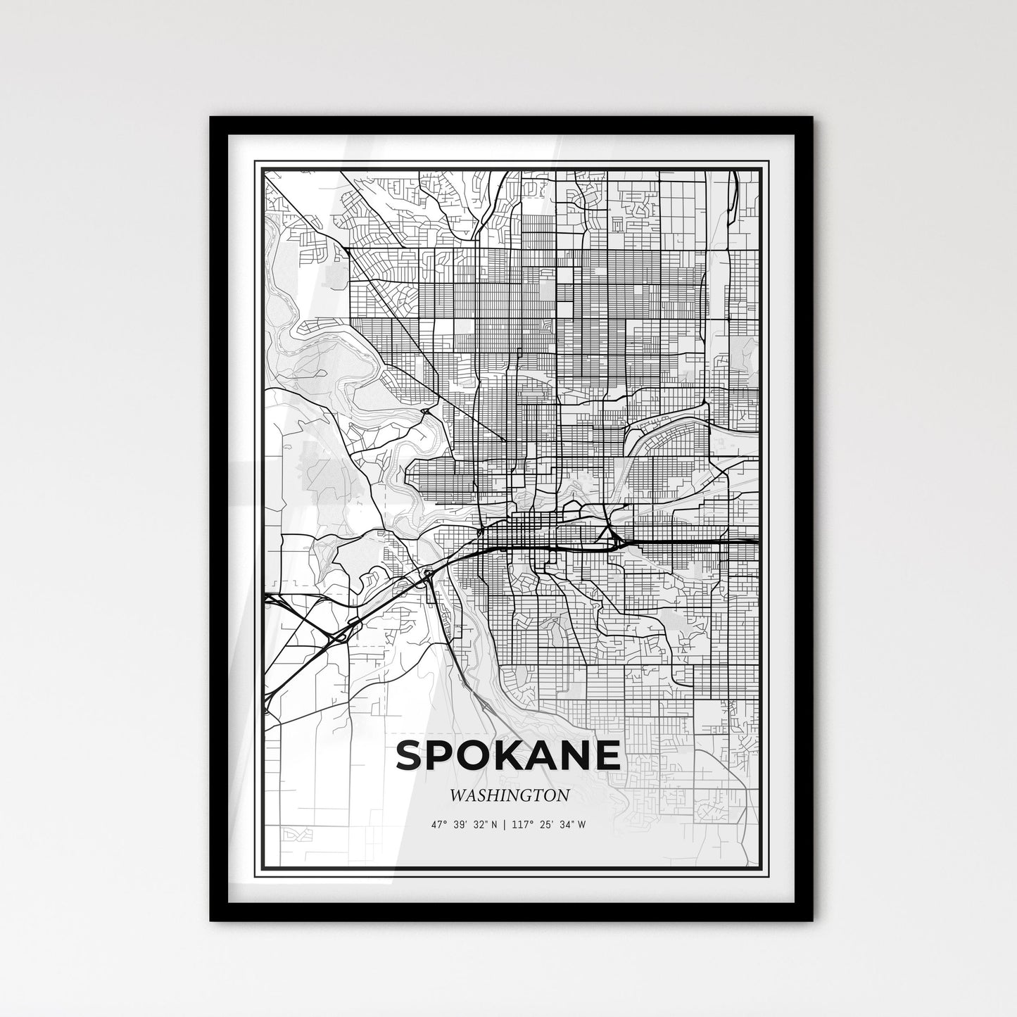 Spokane Washington - Scandinavian Style City Map for Modern Home Decor