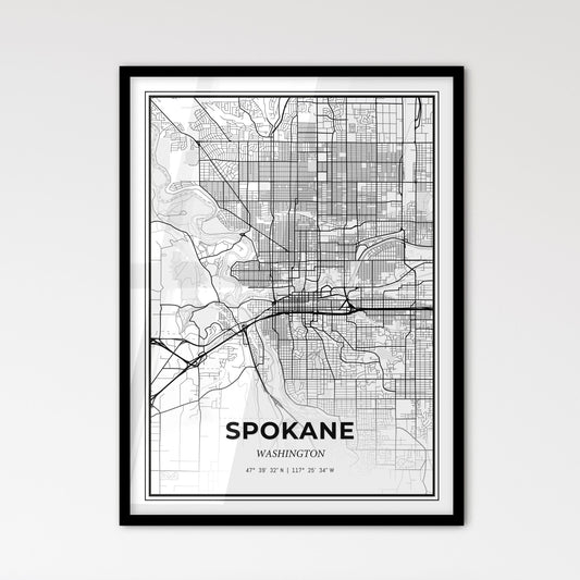 Spokane Washington - Scandinavian Style City Map for Modern Home Decor