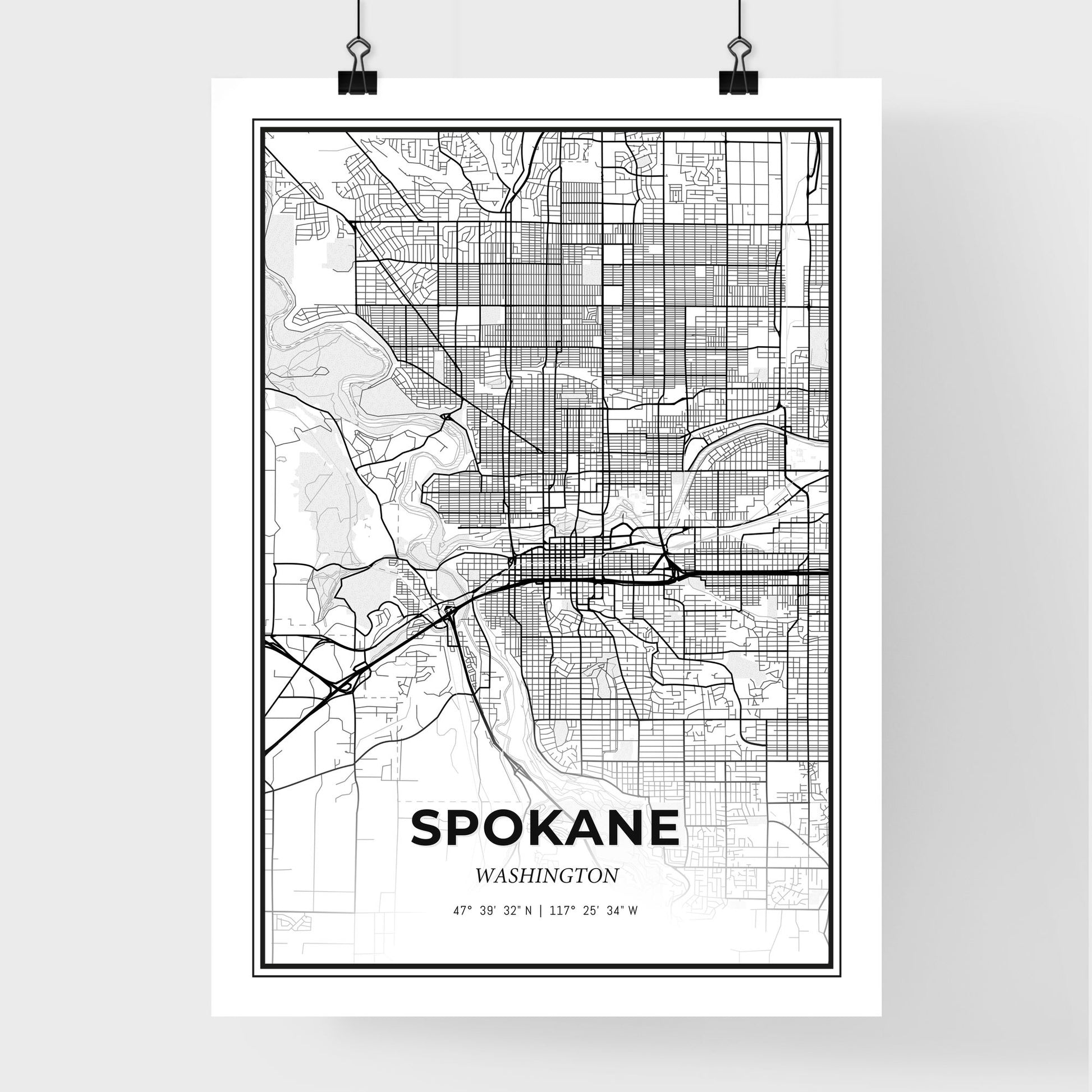 Spokane Washington - Premium City Map Poster