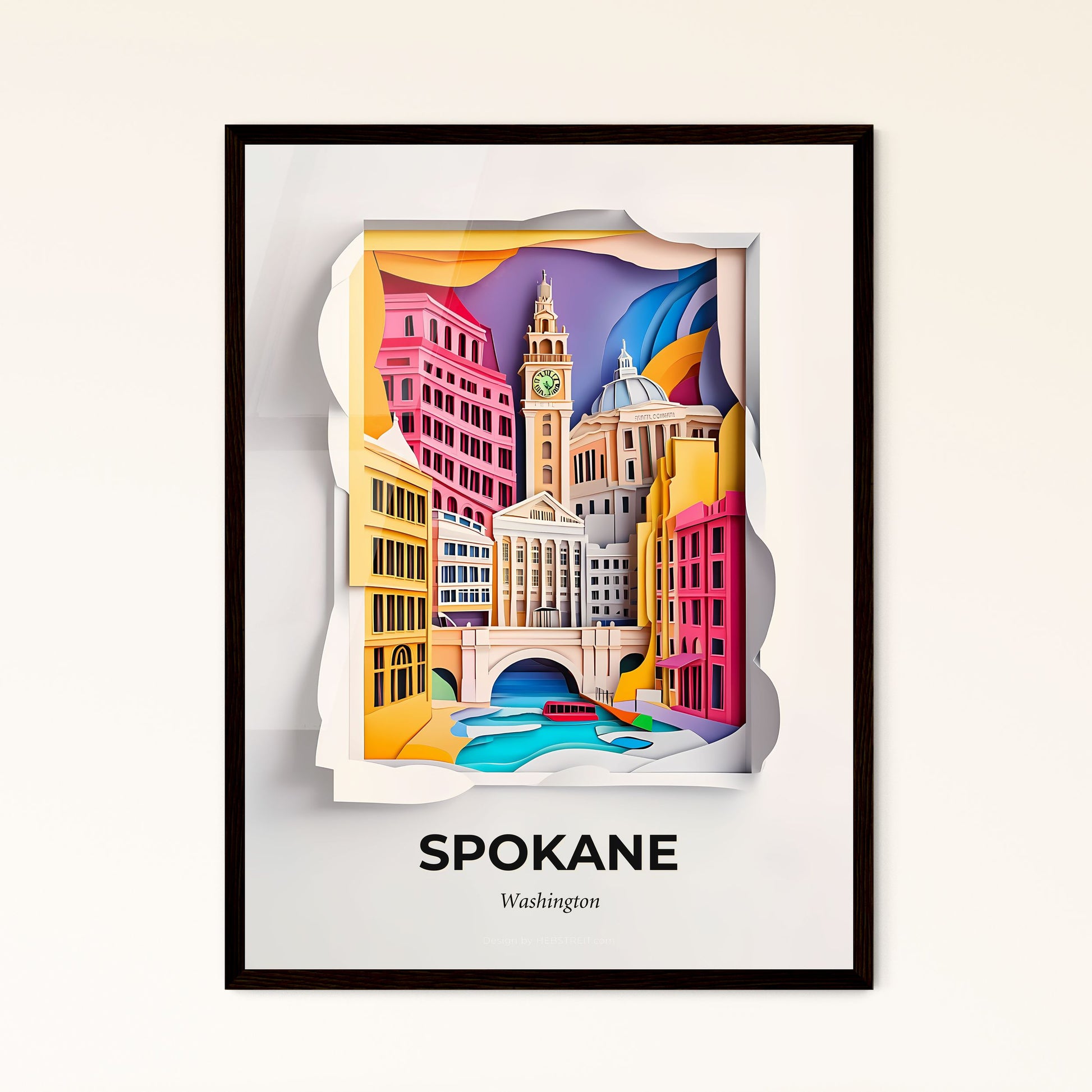 Vivid Spokane, Washington - a city with a clock tower