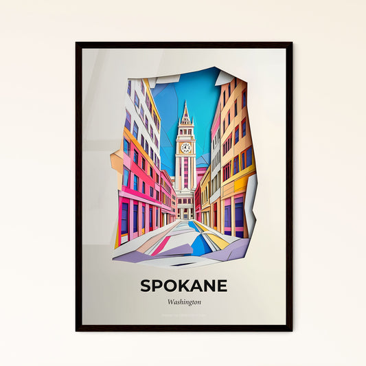 Vivid Spokane, Washington - a clock tower in a city