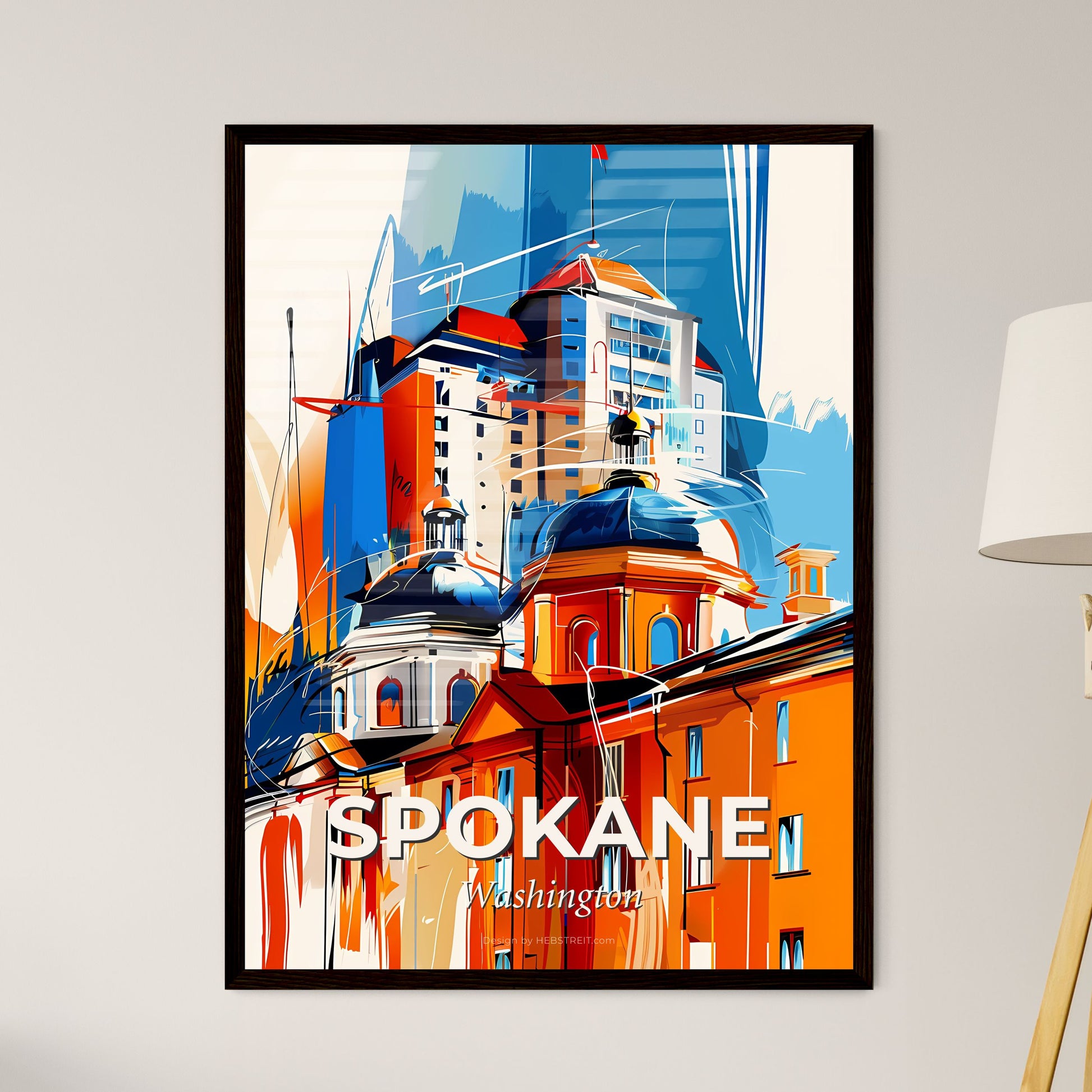 Vibrant Spokane, Washington - A Painting Of A Building