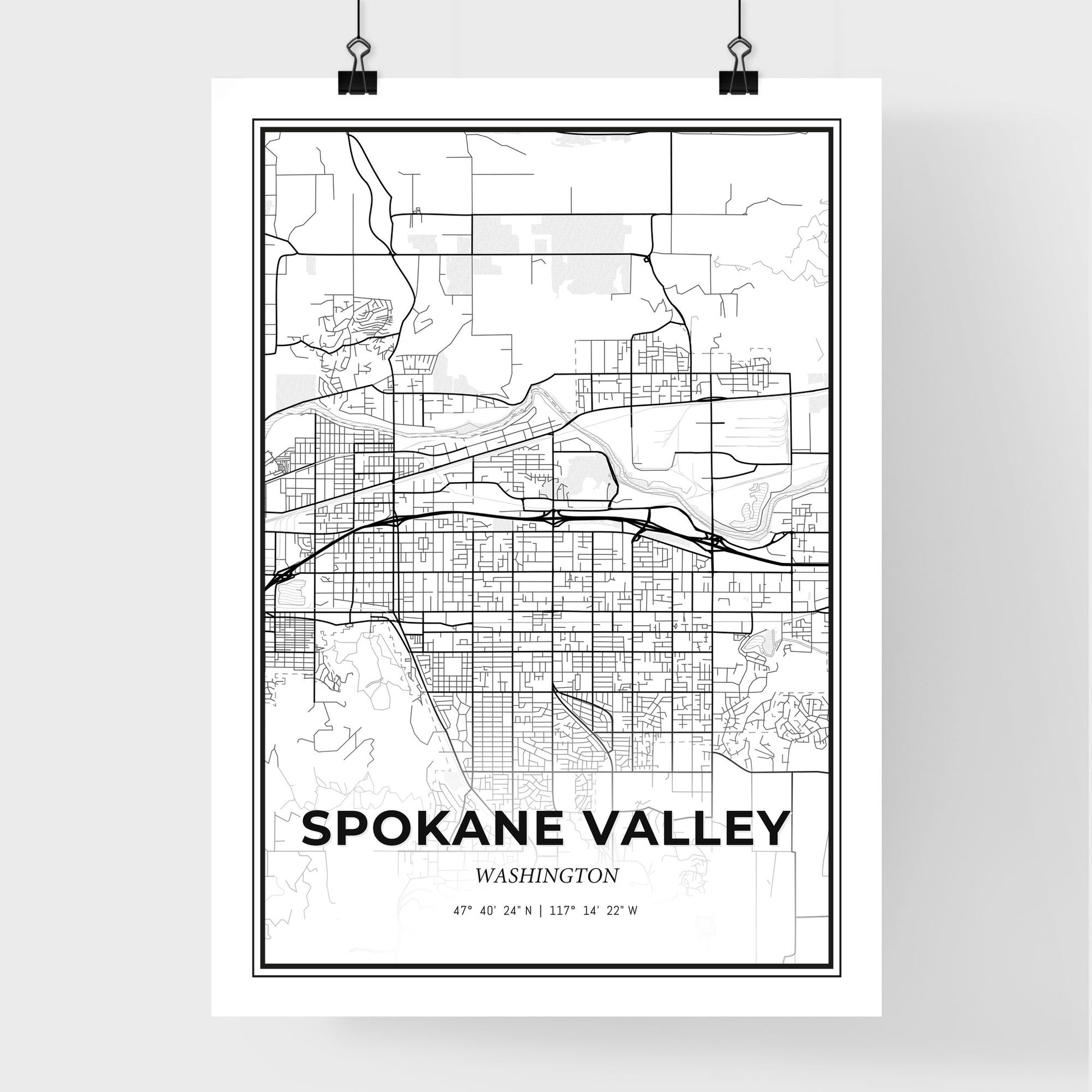 Spokane Valley Washington - Premium City Map Poster