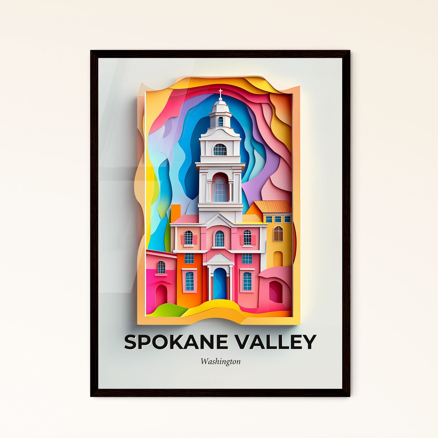 Vivid Spokane Valley, Washington - a church with a clock tower