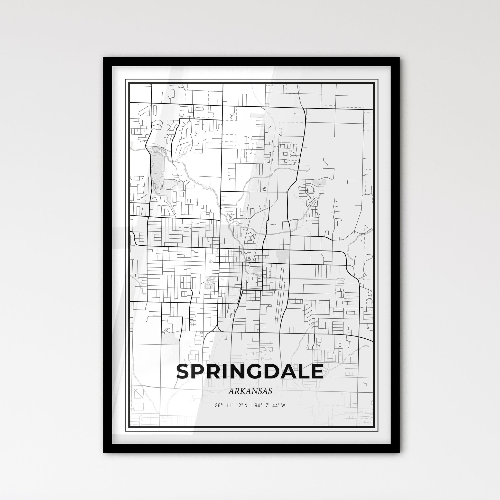 Springdale Arkansas - Scandinavian Style City Map for Modern Home Decor