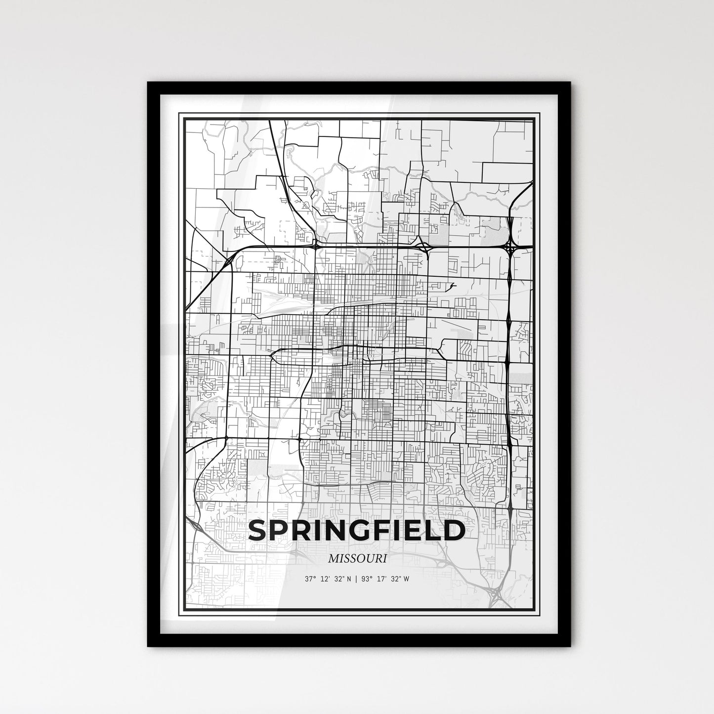 Springfield Missouri - Scandinavian Style City Map for Modern Home Decor