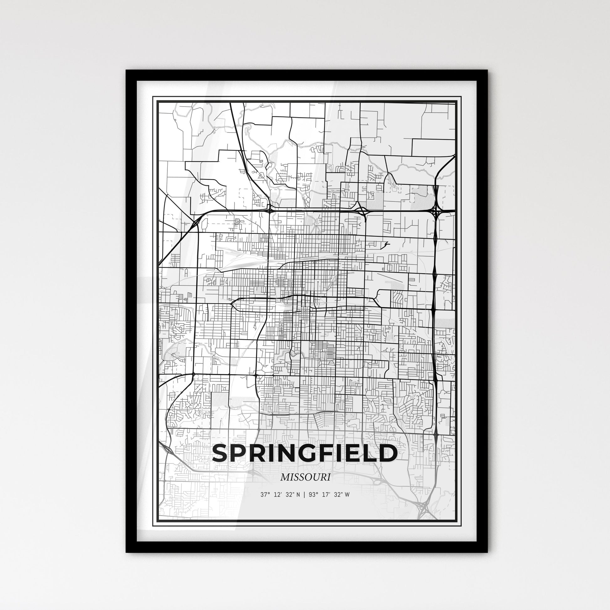 Springfield Missouri - Scandinavian Style City Map for Modern Home Decor