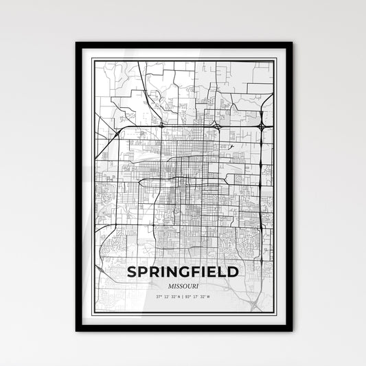 Springfield Missouri - Scandinavian Style City Map for Modern Home Decor