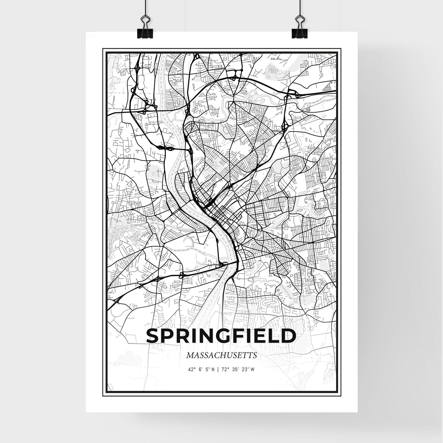 Springfield Massachusetts - Premium City Map Poster