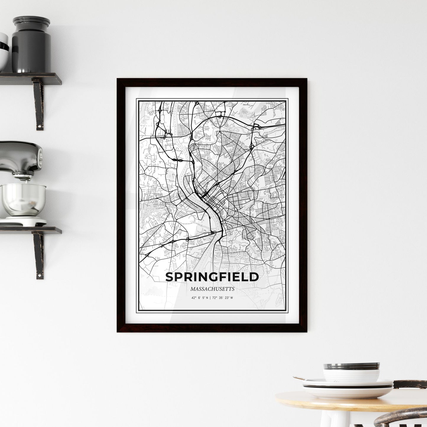 Springfield Massachusetts - Minimal City Map