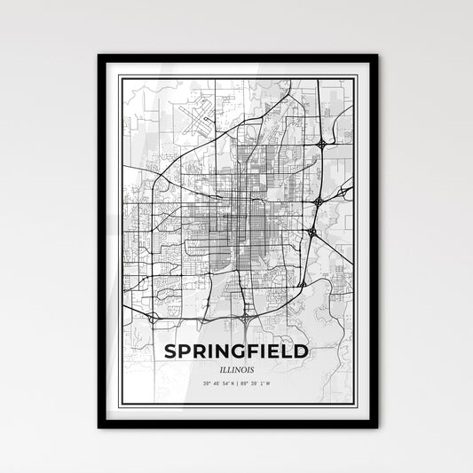 Springfield Illinois - Scandinavian Style City Map for Modern Home Decor