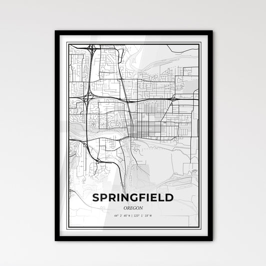 Springfield Oregon - Scandinavian Style City Map for Modern Home Decor