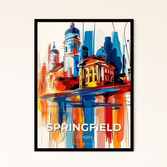 Vibrant Springfield, Illinois - A Painting Of A Building